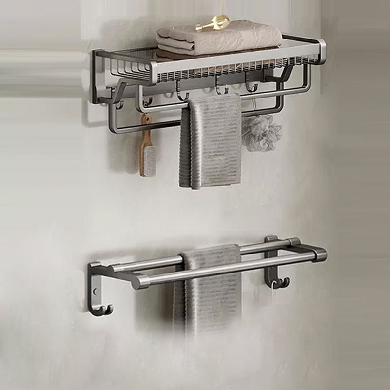 Skorter | Contemporary bathroom accessory set made of matte stainless steel-aluminum with bathrobe hook/towel bar