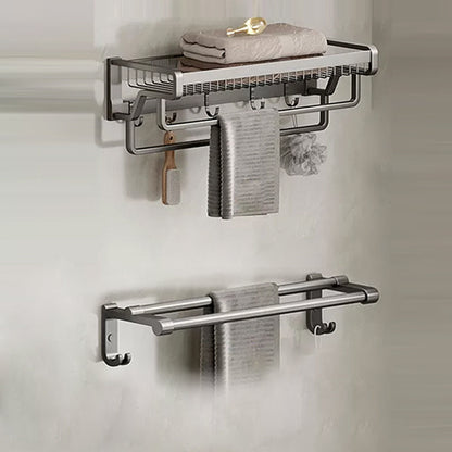 Skorter | Contemporary bathroom accessory set made of matte stainless steel-aluminum with bathrobe hook/towel rail