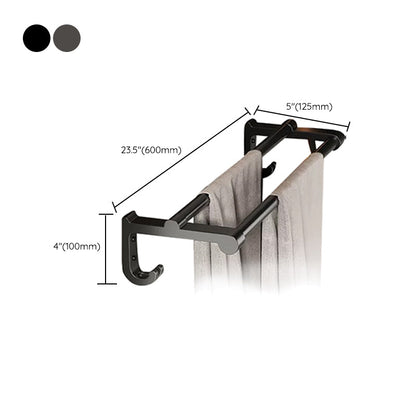 Skorter | Contemporary bathroom accessory set made of matte stainless steel-aluminum with bathrobe hook/towel bar