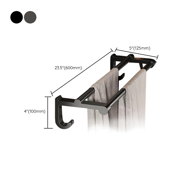 Skorter | Contemporary bathroom accessory set made of matte stainless steel-aluminum with bathrobe hook/towel rail