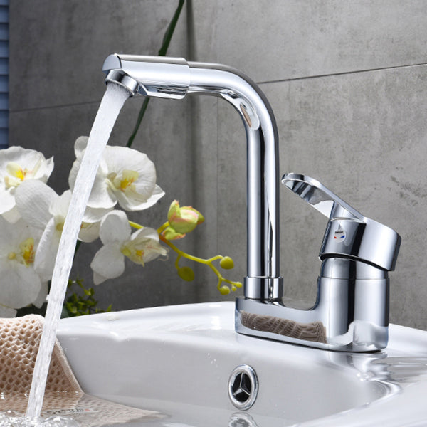 Skorter | Chrome round wash basin faucet with swivel spout for the bathroom