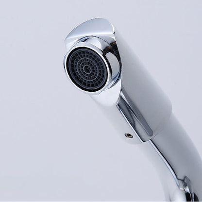 Skorter | Chrome round wash basin faucet with swivel spout for the bathroom