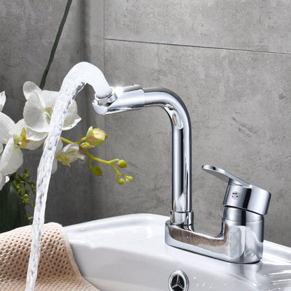 Skorter | Chrome Round Washbasin Faucet with Swivel Spout for the Bathroom