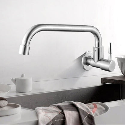 Skorter | Modern Bridge Faucet 304 Stainless Steel Knob Handle Swivel Spout Wall Mounted Faucet