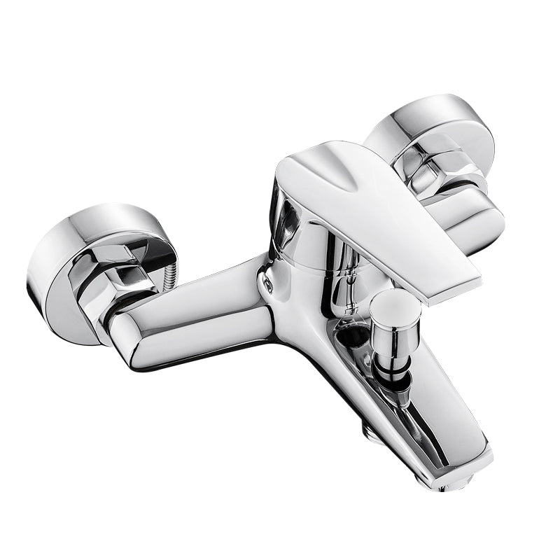 Skorter | Contemporary Wall Mounted Bathroom Faucet Lever Handles 2-Hole Faucet Brass Faucet