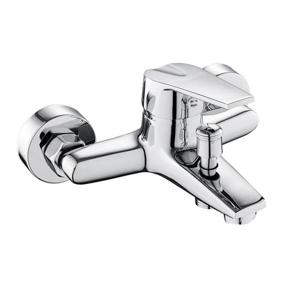 Skorter | Contemporary Wall Mounted Bathroom Faucet Lever Handles 2-Hole Faucet Brass Faucet