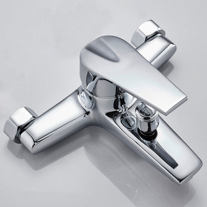 Skorter | Contemporary Wall Mounted Bathroom Faucet Lever Handles 2-Hole Faucet Brass Faucet