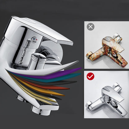 Skorter | Contemporary Wall Mounted Bathroom Faucet Lever Handles 2-Hole Faucet Brass Faucet