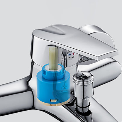 Skorter | Contemporary Wall Mounted Bathroom Faucet Lever Handles 2-Hole Faucet Brass Faucet