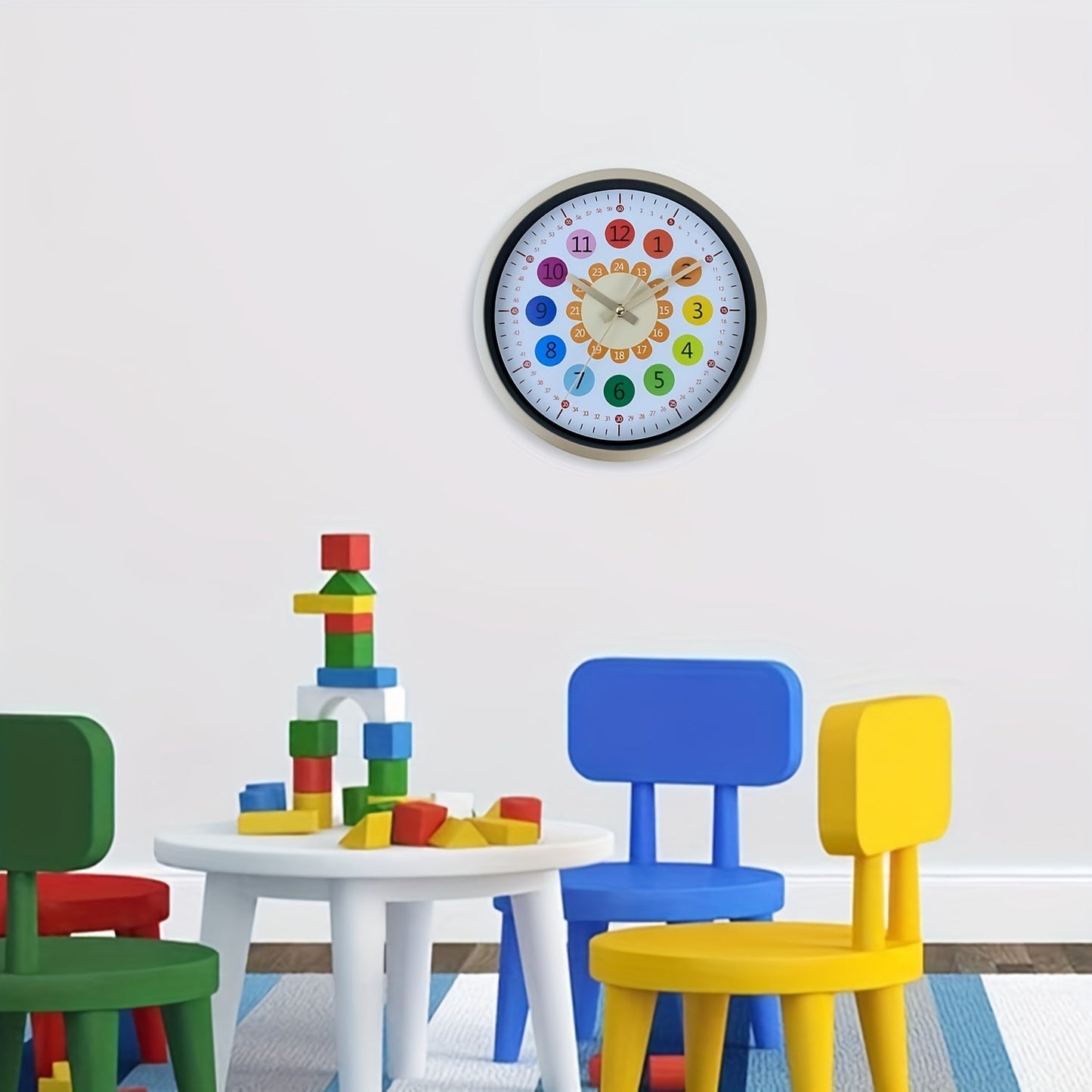 Skorter | 8-inch Plastic Wall Clock - Sunflower Design, Silent Clock