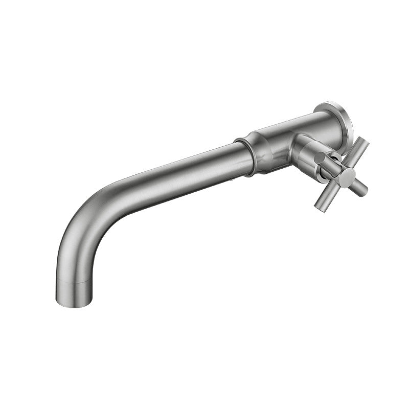 Skorter | Contemporary Vessel Water Faucet Stainless Steel Cross Handles Wall Mounted Bathroom Faucet