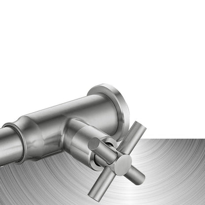 Skorter | Contemporary Vessel Water Faucet Stainless Steel Cross Handles Wall Mounted Bathroom Faucet