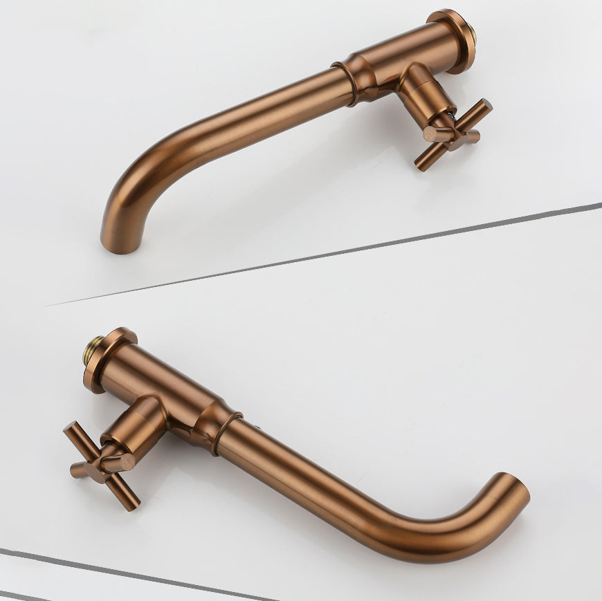 Skorter | Contemporary Vessel Water Faucet Stainless Steel Cross Handles Wall Mounted Bathroom Faucet