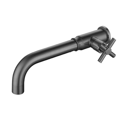 Skorter | Contemporary Vessel Water Faucet Stainless Steel Cross Handles Wall Mounted Bathroom Faucet