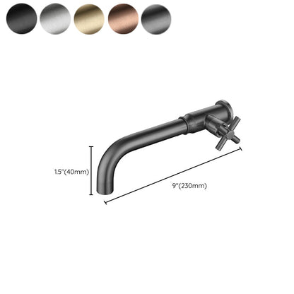 Skorter | Contemporary Vessel Water Faucet Stainless Steel Cross Handles Wall Mounted Bathroom Faucet