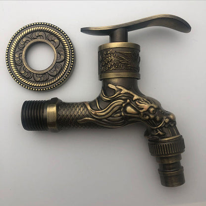 Skorter | Vintage Classic Basin Mixer Zinc Single Lever Dragon Engraving Wall Mounted Tap