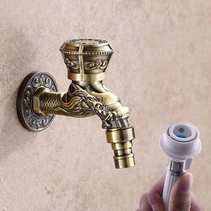 Skorter | Vintage Classic Basin Mixer Zinc Single Lever Dragon Engraving Wall Mounted Tap