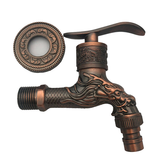Skorter | Vintage Classic Basin Mixer Zinc Single Lever Dragon Engraving Wall Mounted Tap