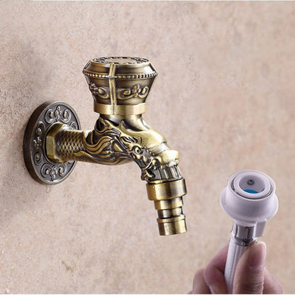 Skorter | Vintage Classic Basin Mixer Zinc Single Lever Dragon Engraving Wall Mounted Tap