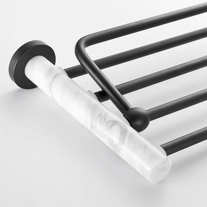 Skorter | Metal and Marble Bathroom Hardware Set as a Single Piece or as a Set in Black