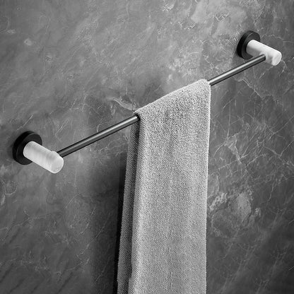 Skorter | Metal and Marble Bathroom Hardware Set as a Single Piece or as a Set in Black