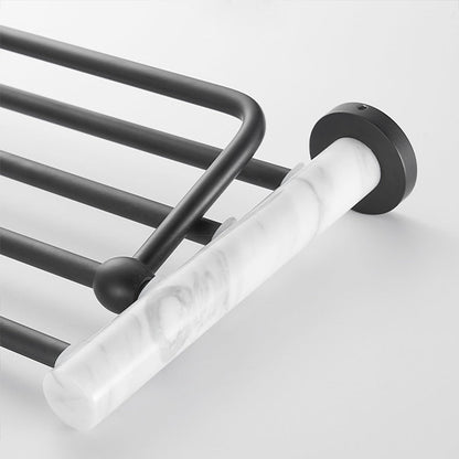 Skorter | Metal and Marble Bathroom Hardware Set as a Single Piece or as a Set in Black
