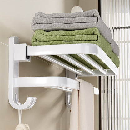 Skorter | Contemporary Bathroom Hardware Set in White with Bath Shelf/Towel Rack/Paper Holder