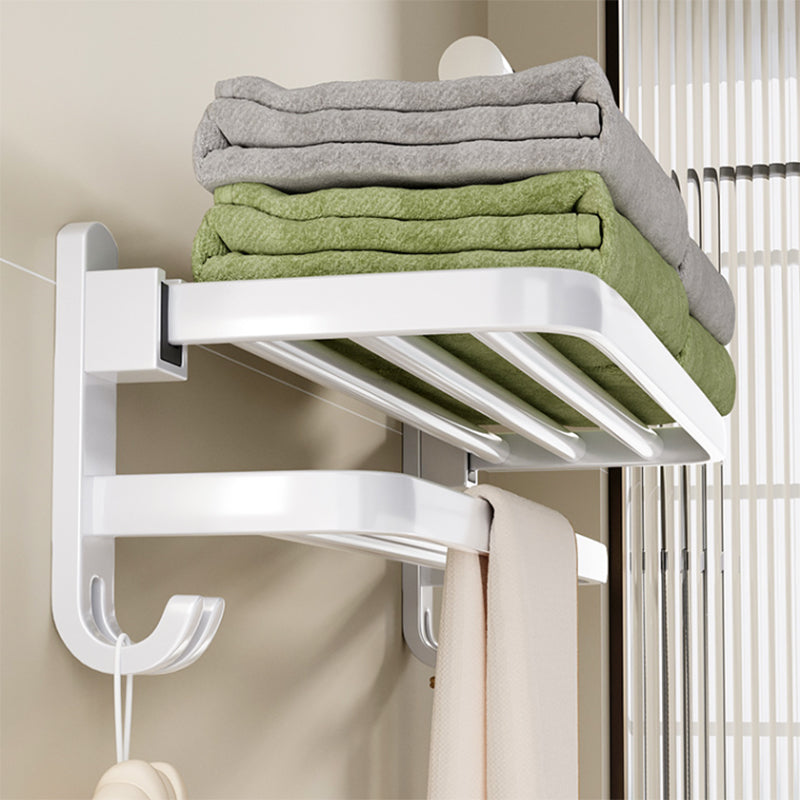 Skorter | Contemporary Bathroom Hardware Set in White with Bath Shelf/Towel Holder/Paper Holder