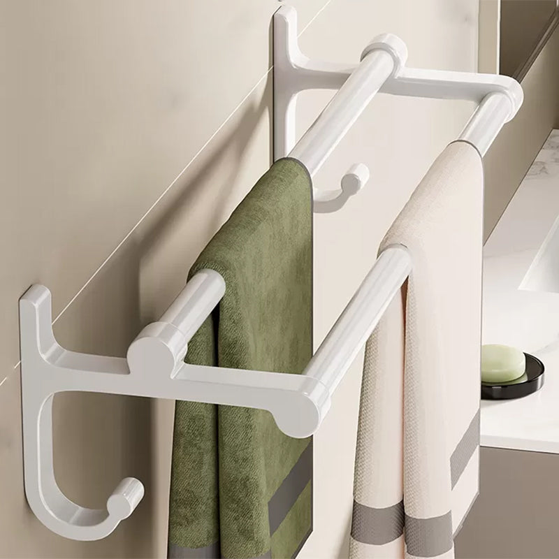 Skorter | Contemporary Bathroom Hardware Set in White with Bath Shelf/Towel Holder/Paper Holder