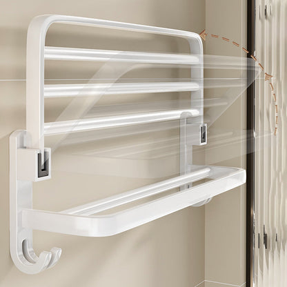 Skorter | Contemporary Bathroom Hardware Set in White with Bath Shelf/Towel Holder/Paper Holder
