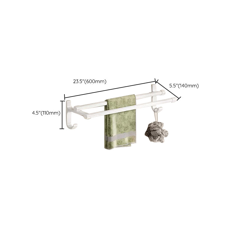 Skorter | Contemporary Bathroom Hardware Set in White with Bath Shelf/Towel Holder/Paper Holder