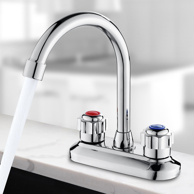 Skorter | 2-Handle Brass Bathroom Faucet Modern High Arc Central Valve