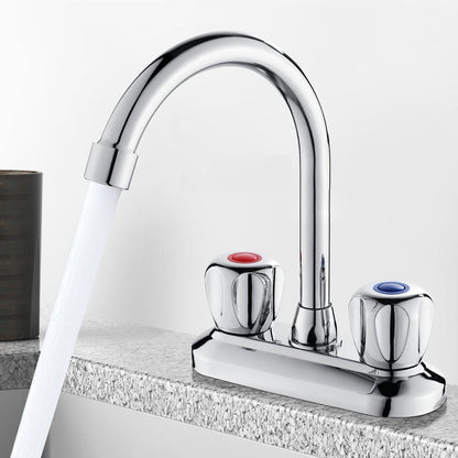 Skorter | 2-Handle Brass Bathroom Faucet Modern High Arc Central Valve