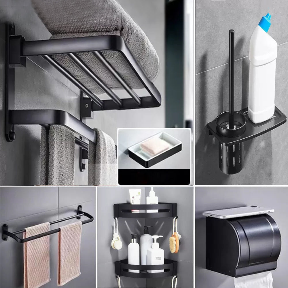 Skorter | Modern Bathroom Accessory Set Black Soap Dish Bath Tray Bathroom Set