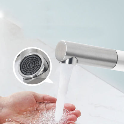 Skorter | Modern Vessel Sink Faucet Stainless Steel Single Handle Low Arc Pull Down Vessel Faucet