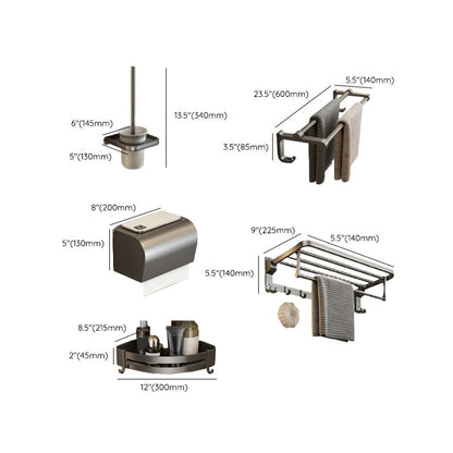 Skorter | Contemporary Bathroom Accessory Set Grey Aluminum Bathroom Accessory Kit