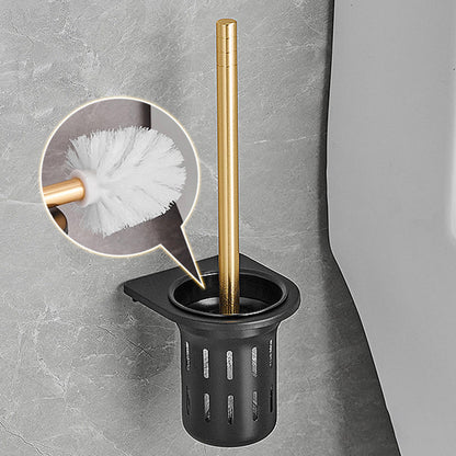 Skorter | Contemporary Bath Accessories Set Black & Golden Bath Shelf/Towel Bar