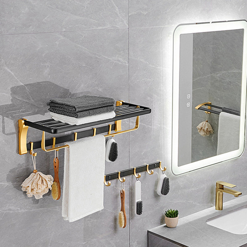 Skorter | Contemporary Bath Accessories Set Black & Golden Bath Shelf/Towel Bar
