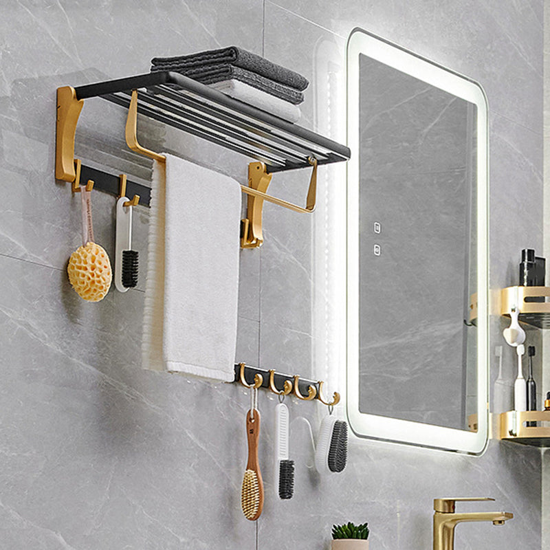 Skorter | Contemporary Bathroom Accessory Set Black & Golden Bath Shelf/Towel Bar