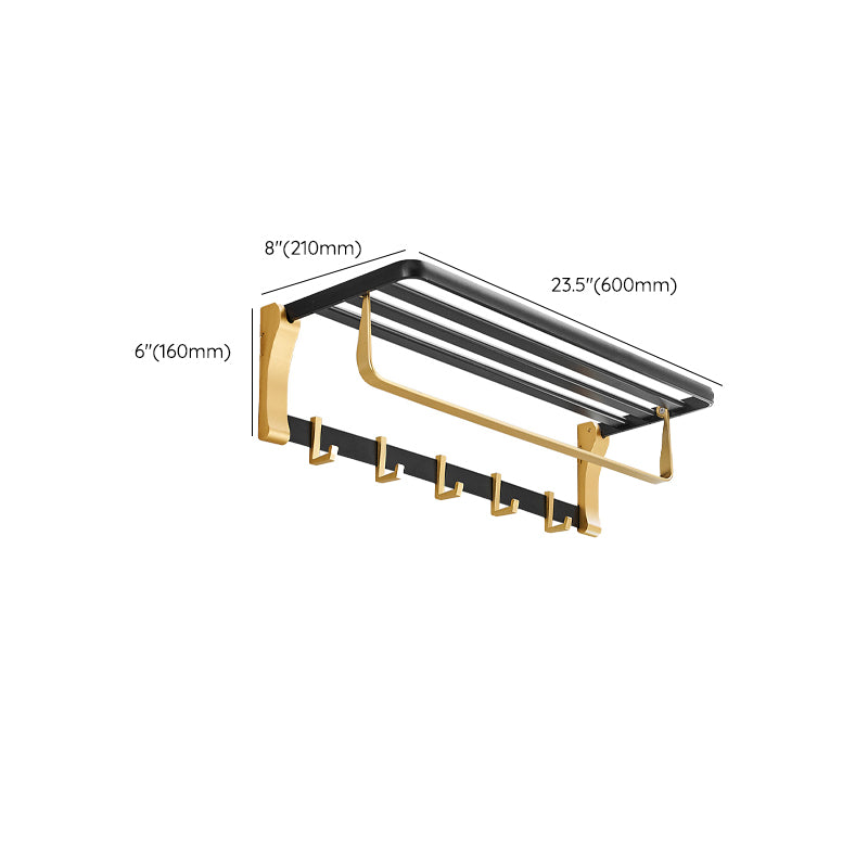 Skorter | Contemporary Bath Accessories Set Black & Golden Bath Shelf/Towel Bar