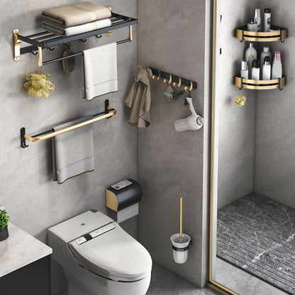 Skorter | Black & Brass Bathroom Set Modern Style Bathroom Accessories As Individual Piece Or As Set