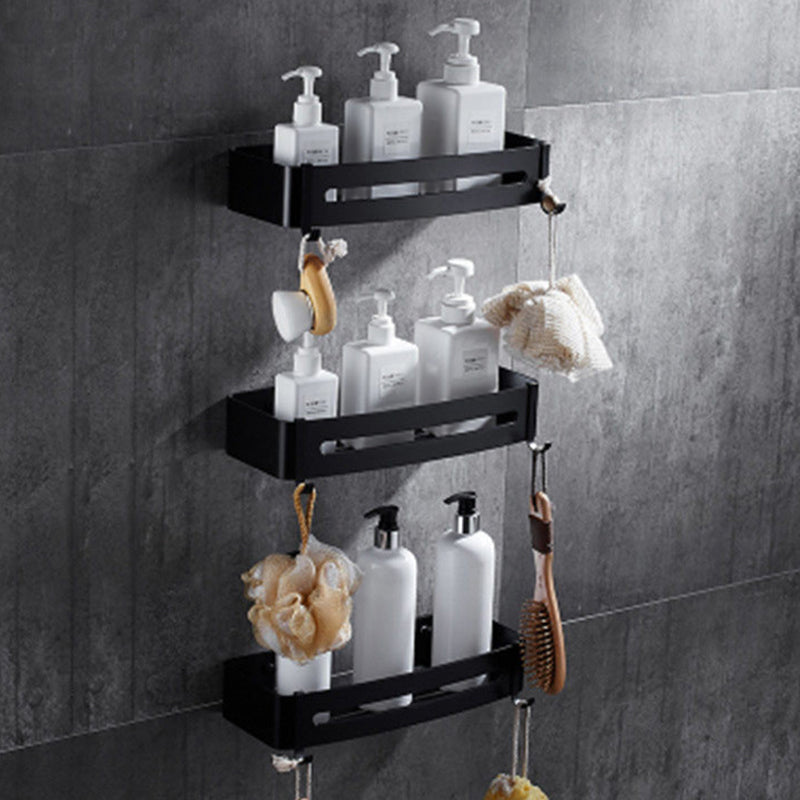 Skorter | Contemporary 8-piece Bathroom Accessory Set Matte Black Bathroom Shelf/Paper Holder/Towel Hook