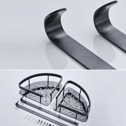 Skorter | Contemporary 8-piece Bathroom Accessory Set Matte Black Bathroom Shelf/Paper Holder/Towel Hook