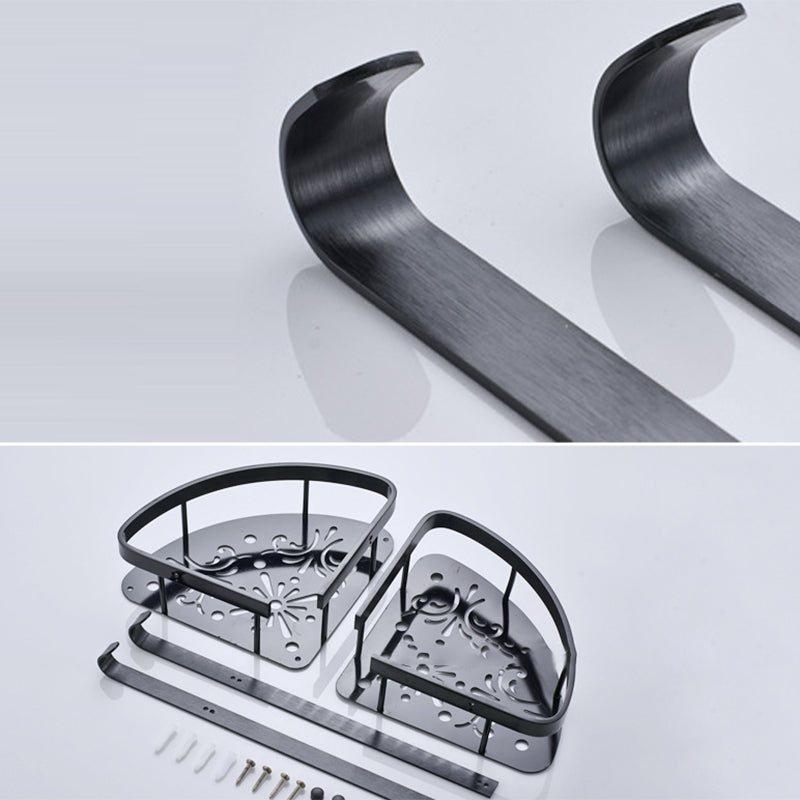 Skorter | Contemporary 8-piece Bathroom Accessory Set Matte Black Bathroom Shelf/Paper Holder/Towel Hook