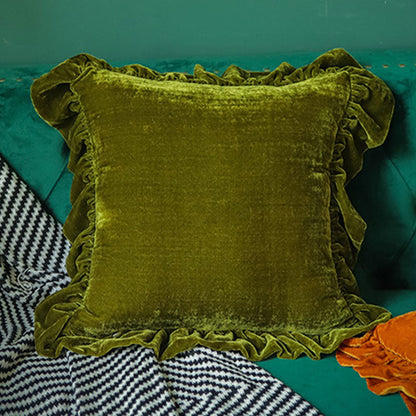 Skorter | Suede Solid Color Pillowcase with Ruffled