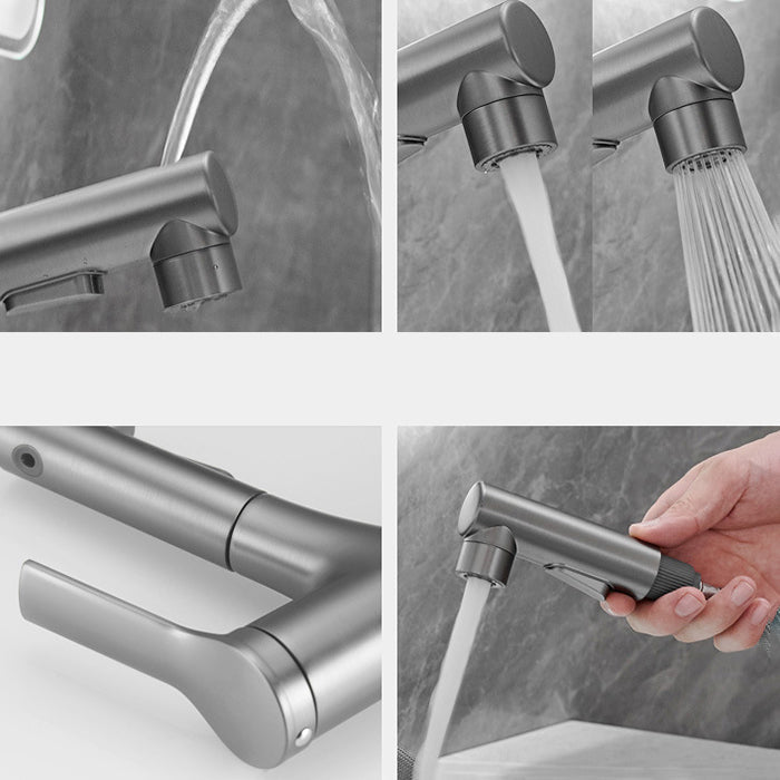 Skorter | Contemporary Vessel Faucet Copper Single Handle Low Arc Pull Down Vessel Faucet for Home