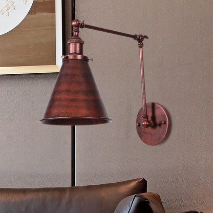 Skorter | IndustrialFarm - Farmer Style Cone Wall Lamp in Black/Rust