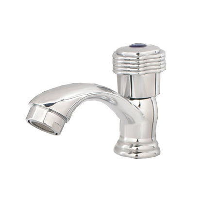 Skorter | Contemporary Water Tap Knob Handle Low Arc Zinc Faucet in Silver