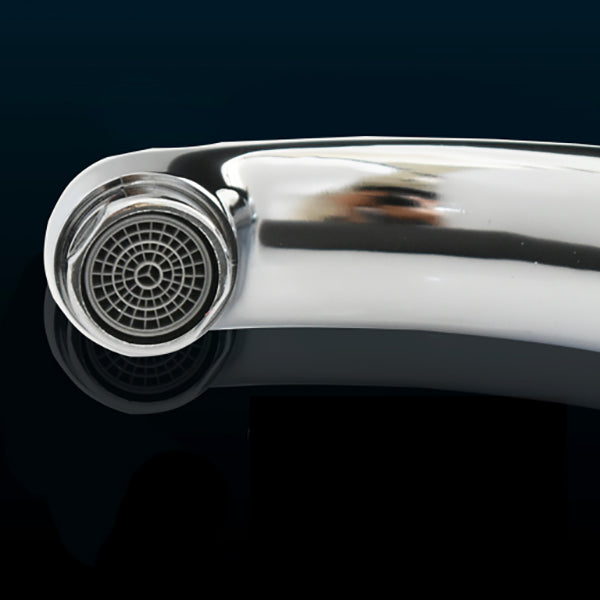 Skorter | Contemporary Water Tap Knob Handle Low Arc Zinc Faucet in Silver
