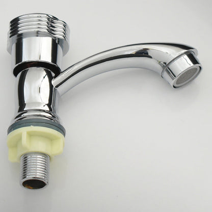 Skorter | Contemporary Water Tap Knob Handle Low Arc Zinc Faucet in Silver